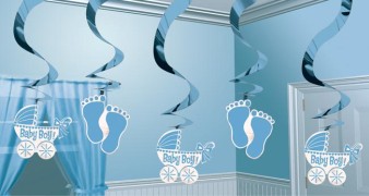 Baby Boy Swirl Deco, 5 stuks